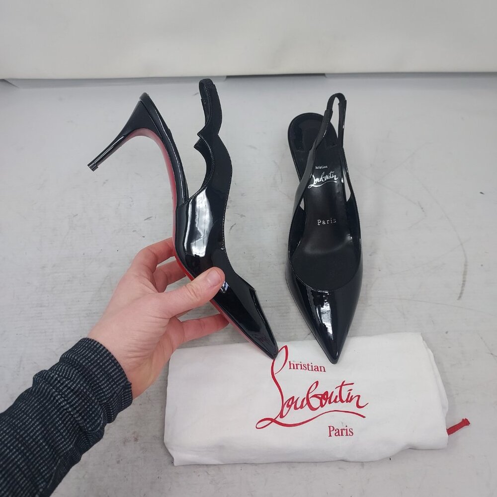 Christian Louboutin Black Patent Hot Chick Slingback Pump - Picture 1 of 12
